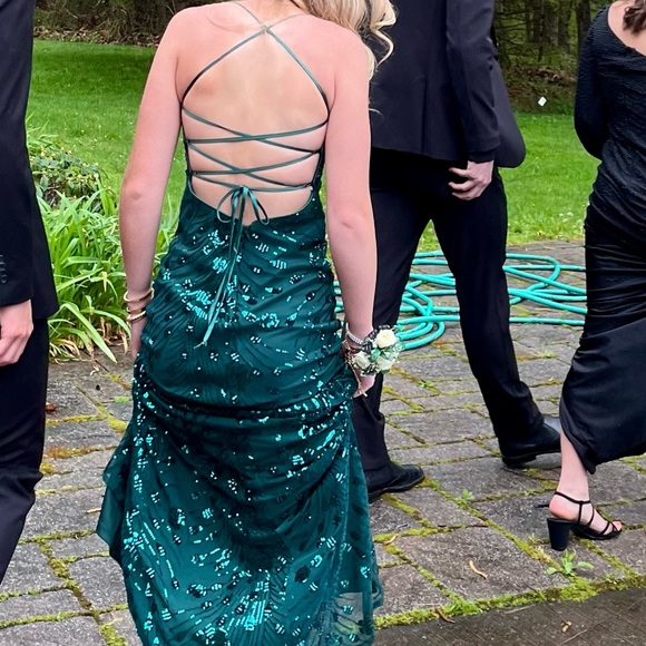 Lulu's Teal Sequin Gown - Picture 1 of 4